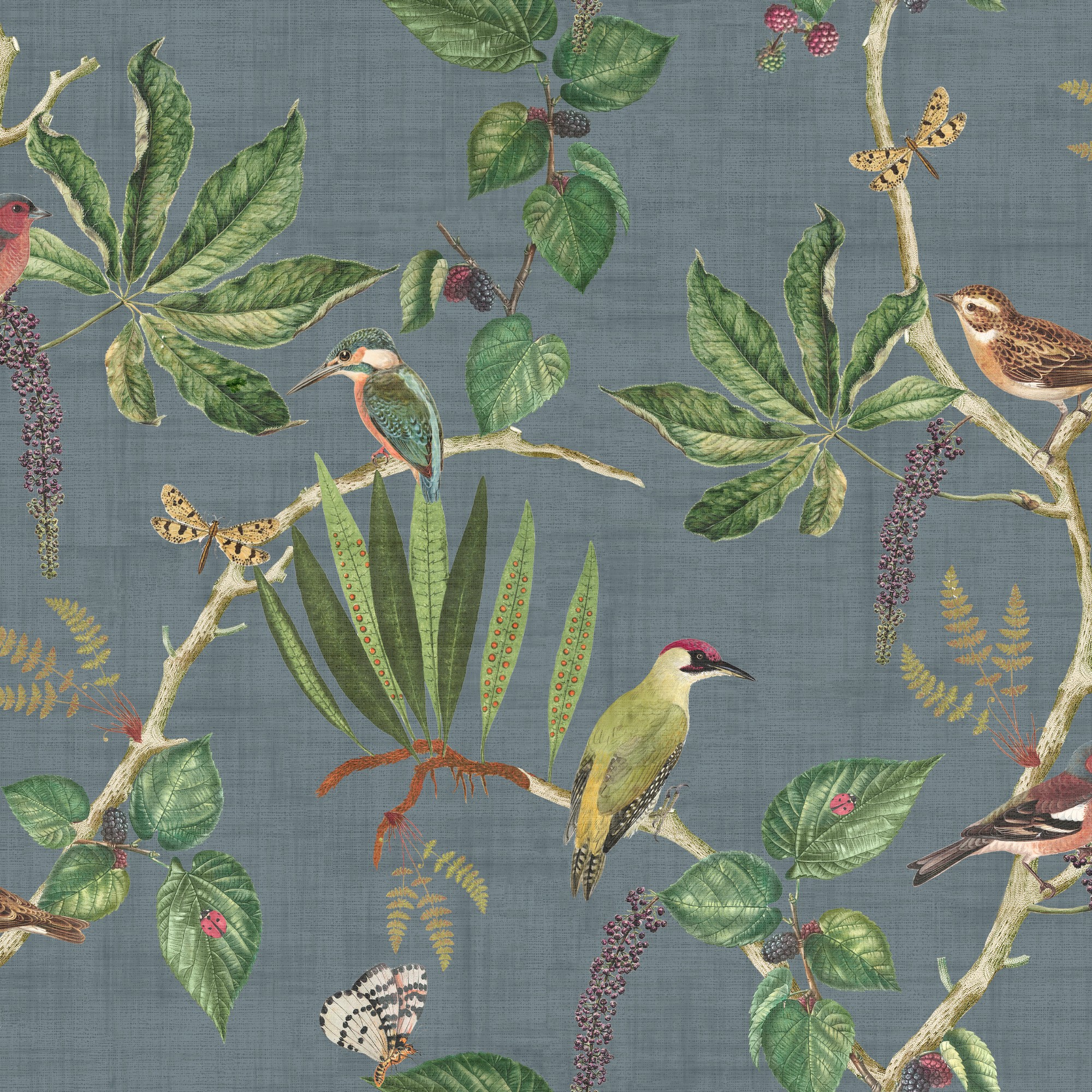 Hill Top Garden Wallpaper 100030eh By Esselle Home In Slate Blue